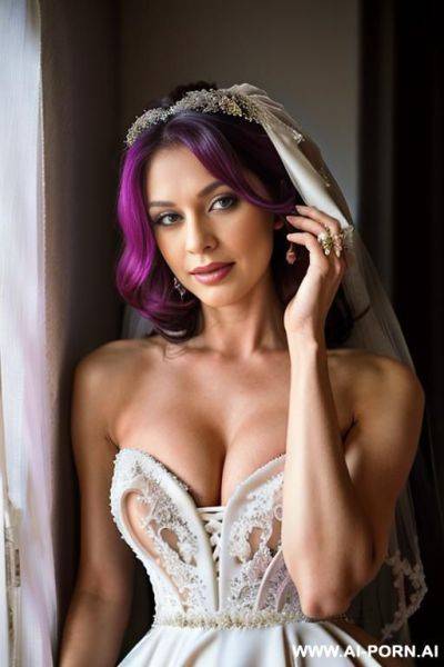 ((anal sex)) ((anal fucked)) ((show his cock entering her ass hole)) flashing tits, extreme long strong voluminous curly pink purple hair, extremely gigantic boobs, boobs falling out - ai-porn.ai on pornintellect.com