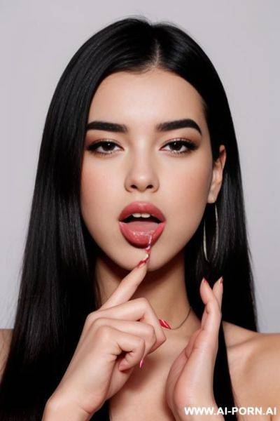 Dualipa-like blowing kiss to camara, bitting her lower lip - ai-porn.ai on pornintellect.com
