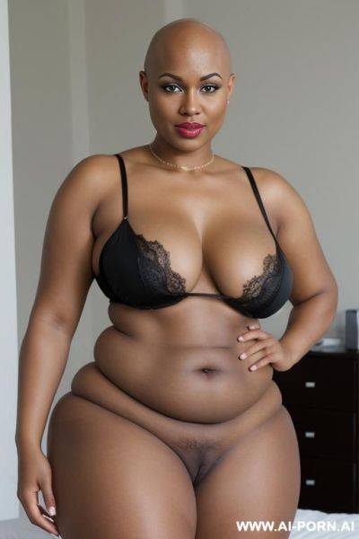 Voluptuous, bald head, black woman, show anus, puffy anus - ai-porn.ai on pornintellect.com