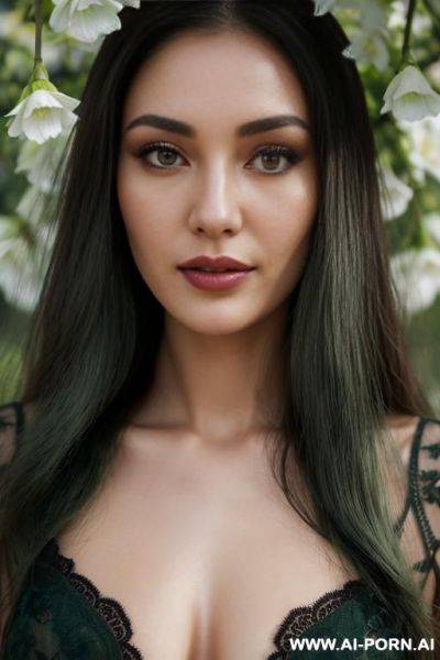 Uzbek, transparent clothes, whiteх skin, totally naked, flower garden. - ai-porn.ai - Uzbekistan on pornintellect.com