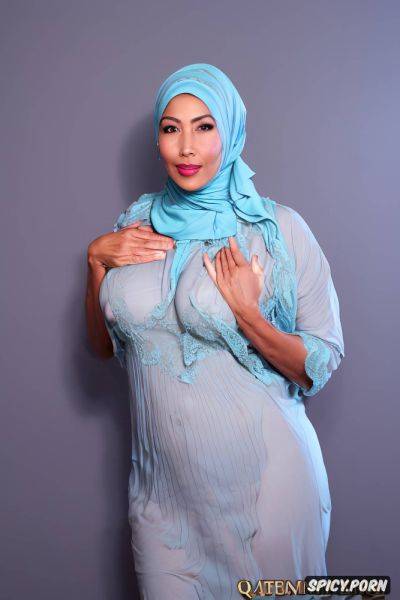 Stunning middle east lady, hijab, very large breast, solid pastel color background - spicy.porn on pornintellect.com