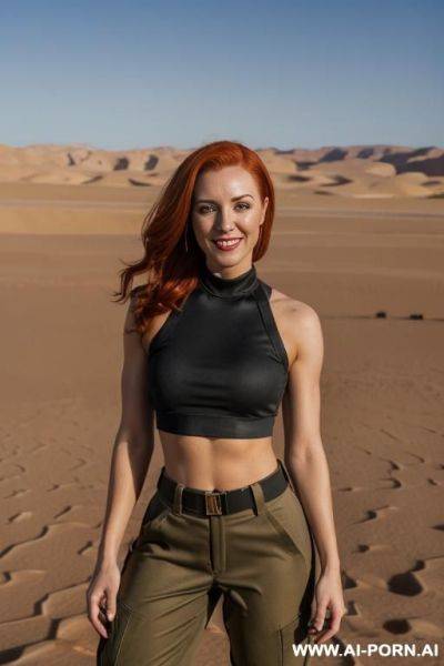 , thick red-head dom. giving seductive smile with pants off - ai-porn.ai on pornintellect.com