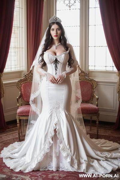 Frills, frilly clothes, black lingerie, night gown, negligee, wedding night, sexy lingerie, see through clothes, tight clothes - ai-porn.ai on pornintellect.com