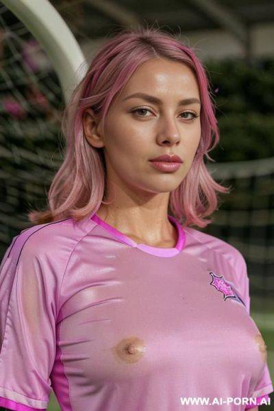 A soccer player, huge boobs, completely naked - ai-porn.ai on pornintellect.com