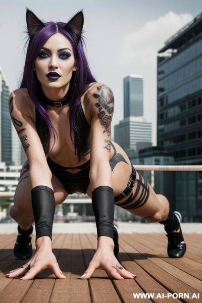 ((goth)), ((athletic figure)), ((fullbody tattoo)), ((cat ears)), ((goth princess)), ((open pussy)), ((totally naked)) ((lipstick)), (((fucking anal))), (((goth makeup))), (((super long hair))) - ai-porn.ai on pornintellect.com