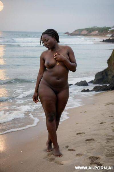 African goddess naked, arching feet, peeing on feet - ai-porn.ai on pornintellect.com