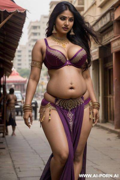 ((indian woman)), ((busty)), ((gigantic boobs)), (((huge tits))), (((belly dancer bra))), ((belly dancer panties)), (((micro bra))), ((public street)) - ai-porn.ai - India on pornintellect.com