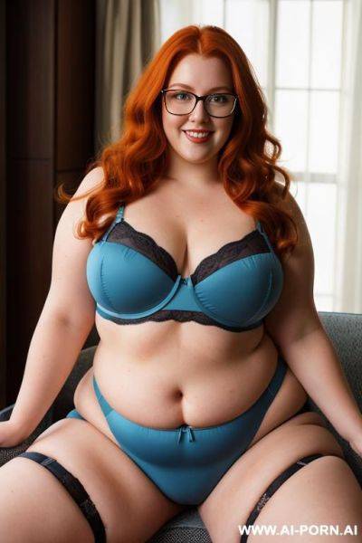 Half-length photo, as a living room area like a set, a fat chubby fat thick and bbw redhead british, she is rest at a sunny day. she has lovehandless and a soft medium tummy. she is - ai-porn.ai - Britain on pornintellect.com