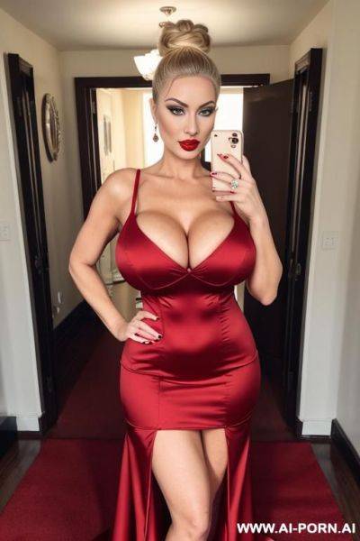 Top knot, blonde, red lipstick, makeup, normal, milf, serious, bbc - ai-porn.ai on pornintellect.com