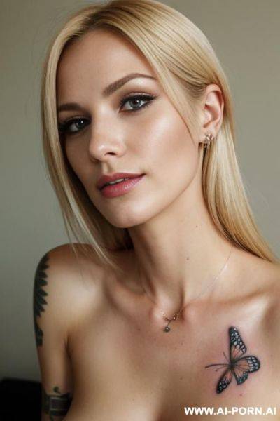 Small blond with butterflie tattoo on her throat - ai-porn.ai on pornintellect.com