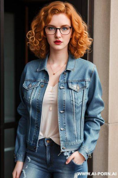 (thick rimmed glasses) (denim jacket) - ai-porn.ai on pornintellect.com