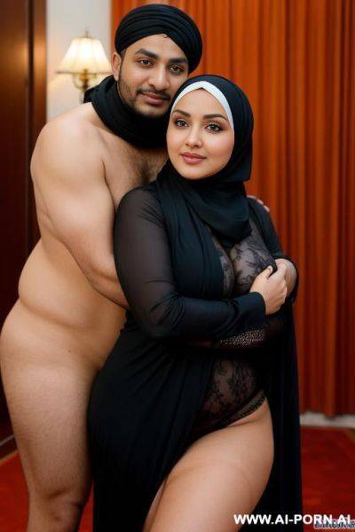 Curvy russian thick milf fully naked wearing hijab hugged from indian magician - ai-porn.ai - Russia - India on pornintellect.com