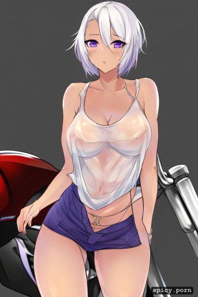 3dt, white hair, 91tdnepcwrer, standing in front of motorcycle - spicy.porn on pornintellect.com