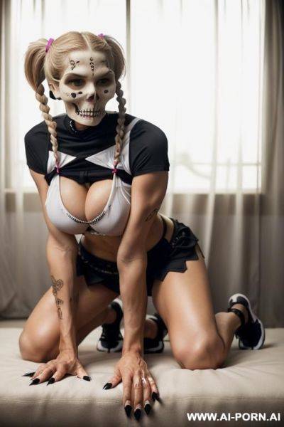 French woman with blonde hair and with sweat chocked seeing my big latino dick in pov and she just have a sport short - ai-porn.ai - France on pornintellect.com