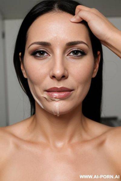 Woman 1 getting man sperm on face rully covered and crying she is happy - ai-porn.ai on pornintellect.com
