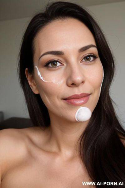 Girl 1 getting man sperm on face she is happy - ai-porn.ai on pornintellect.com