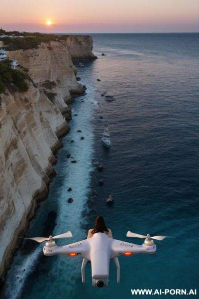 Drone above vertical view, milf in the sea on her back, hairy cunt, hairy pussy, hairy vagina - ai-porn.ai on pornintellect.com