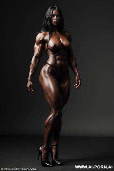 A full body view of {{very scary}} {{muscular}} nude {{dominant}} {{{monster woman}}} {{powerful pose}} - ai-porn.ai on pornintellect.com