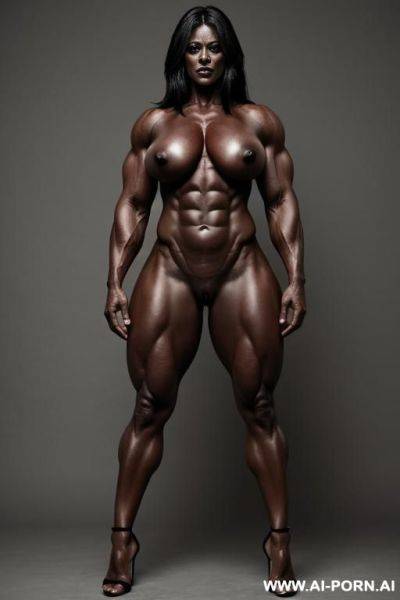 A full body view of {{very scary}} {{muscular}} nude {{dominant}} {{{monster woman}}} - ai-porn.ai on pornintellect.com