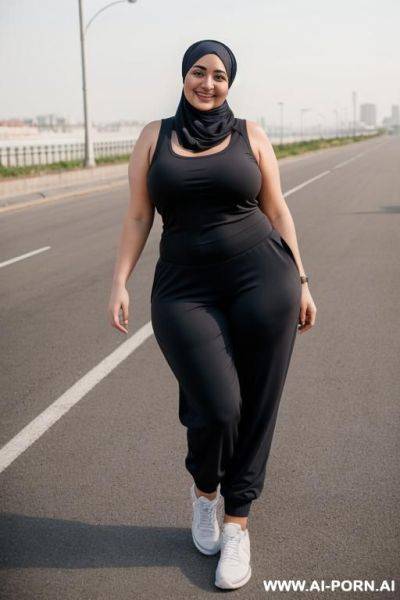 Smiling curvy russian thick wearing hijab standing - ai-porn.ai - Russia on pornintellect.com