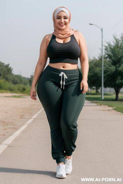 Smiling curvy russian thick wearing hijab standing bottomless - ai-porn.ai - Russia on pornintellect.com