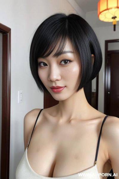 Chinese woman, short bob hair, h 140 cm, w 37 kg, naked - ai-porn.ai - China on pornintellect.com