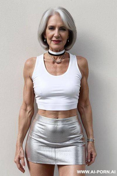 Wearing a sexy crop top and micro skirt also choker - ai-porn.ai on pornintellect.com