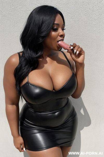 Licking fingers, black, curvy body - ai-porn.ai on pornintellect.com