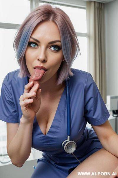 (((1 woman sucking a cock))), (((huge cock in mouth))), fellatio, blowjob, (oral sex), deepthroat, (tattoed woman), (huge boobs), (blue eyes), scandinavian, smiling. - ai-porn.ai on pornintellect.com