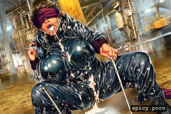 Ebony slave, pussy spread position, fully clothed, gagged and blindfolded and slightly prognathe - spicy.porn on pornintellect.com