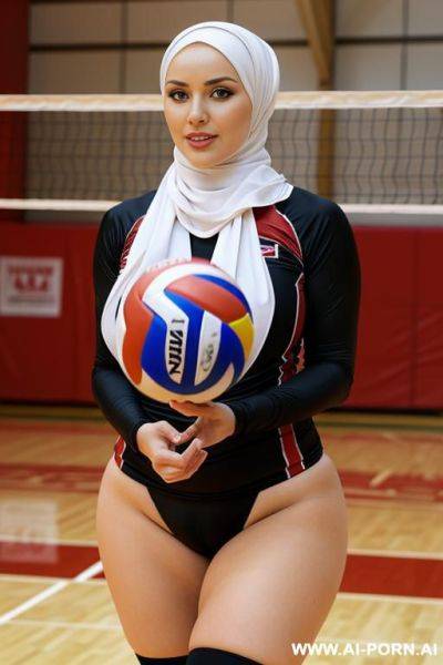 Volleyball team of curvy russian busty wearing hijab - ai-porn.ai - Russia on pornintellect.com