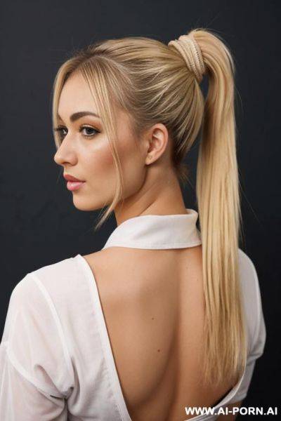 Joven mujer rubia desnuda ríe shibari - ai-porn.ai on pornintellect.com