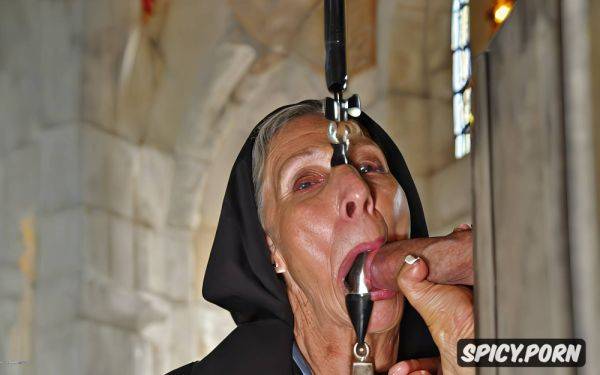 Church, nun, glasses, church altar, extremely wrinkled, depth of field - spicy.porn on pornintellect.com