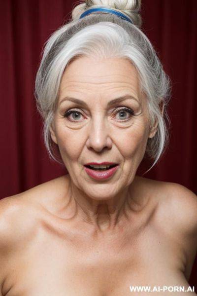 Grabbing hair, oral sex, granny, old lady, hair bun, oral sex, blowjob - ai-porn.ai on pornintellect.com