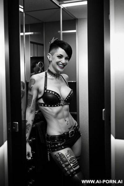 Pixie undercut hair, riding a huge dildo - ai-porn.ai on pornintellect.com