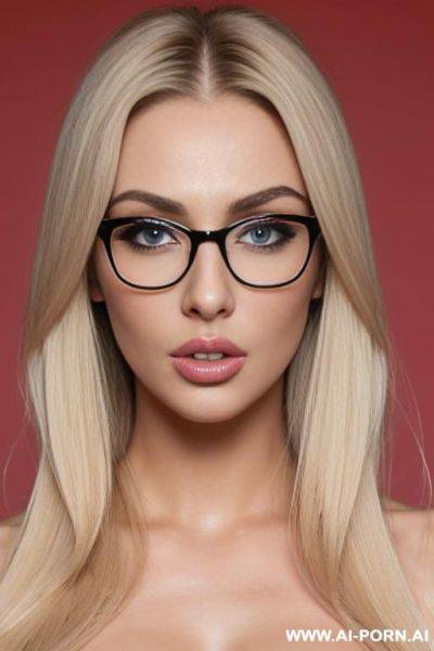 Gorgeous celebrity, thick lips, beautiful eyes, sexy pose, eyeglasses, flowing hair, blonde - ai-porn.ai on pornintellect.com