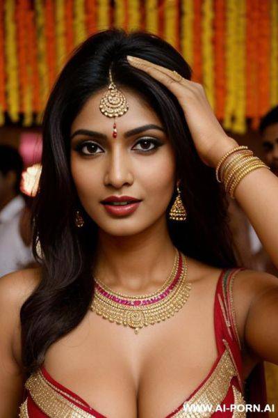Groups of naked indian women having natural boobs and wearing jwellery celebrating mehandi party function in home with mens - ai-porn.ai - India on pornintellect.com