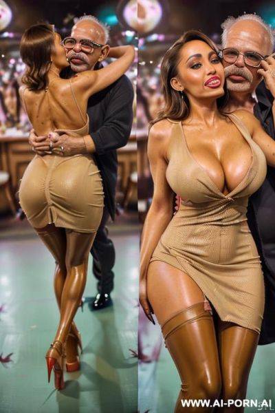 ((((view fish eye lens view)))) ((((next hugging oldman )))) at birdtday celebration ((((beautiful italian tanned dance twerking)))) lot oldmen jacket looks at her close up around spilling beer and - ai-porn.ai - Italy on pornintellect.com