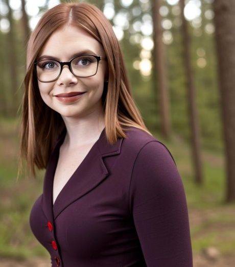 AI generated ginger with glasses Serenity strips and poses naked outside - pornpics.com on pornintellect.com