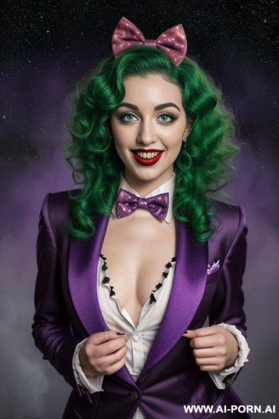 Clown purple tailcoat giant bow tie night - ai-porn.ai on pornintellect.com