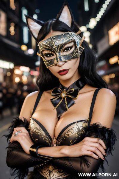 Street carnival night cat ears cat tail - ai-porn.ai on pornintellect.com