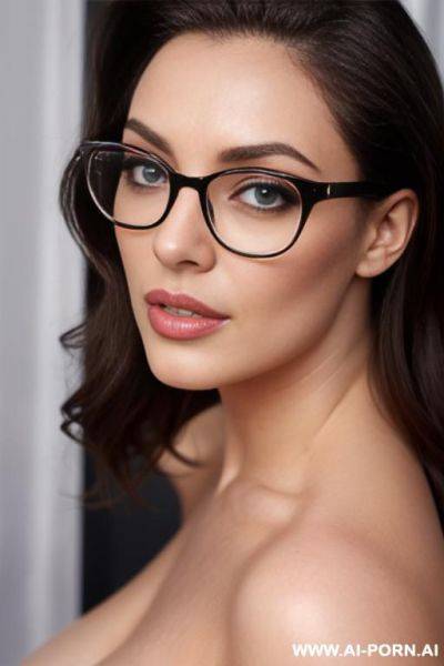 Gorgeous celebrity, thick lips, beautiful eyes, lush hair, popstar, eyeglasses, sexy pose (intimate) - ai-porn.ai on pornintellect.com