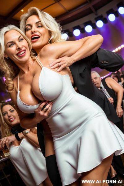((((view fish eye lens view)))) ((((medium shot)))) ((((hugging oldman behind )))) at de wedding celebration pretty face italian wife on stage bathes in beer a lot of beer suds lot jacket men - ai-porn.ai - Italy on pornintellect.com