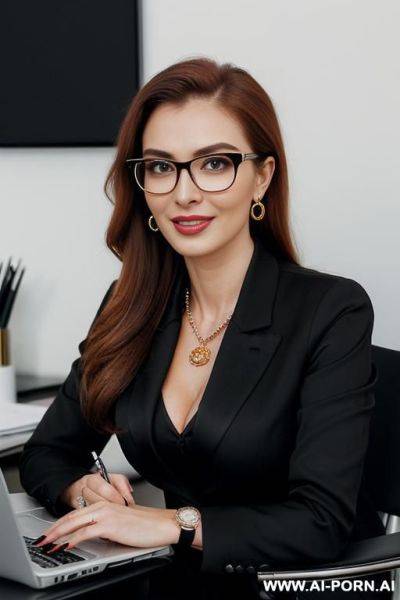 Gorgeous model, thick lips, beautiful eyes, lush hair, busty, eyeglasses - ai-porn.ai on pornintellect.com