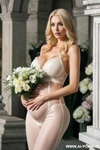 Blonde pregnant women with cum on her belly - ai-porn.ai on pornintellect.com