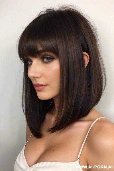 Slim brunette tits bangs hairstyle - ai-porn.ai on pornintellect.com