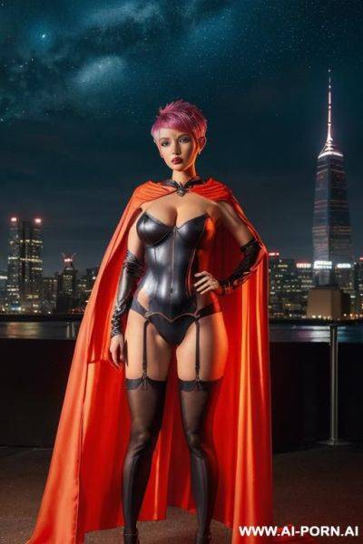 City skyline neon lights cape - ai-porn.ai on pornintellect.com