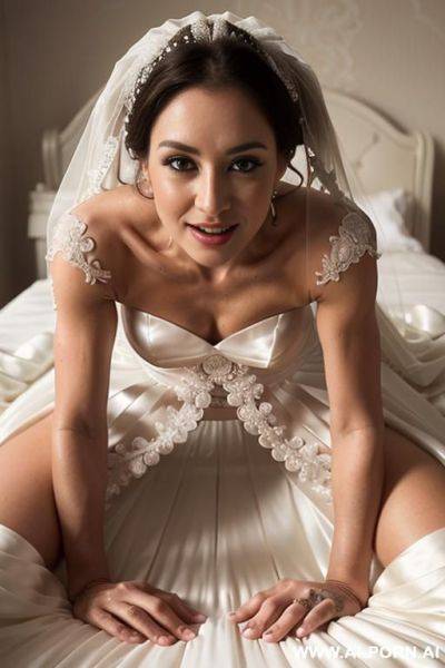 This woman standing, completely naked, with 100d breasts, weighing around 0kilos and measuring 160cm tall. undressing. completely shaved - ai-porn.ai on pornintellect.com