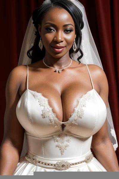 African, huge breasts, wedding dress, mature, oiled skin, married - ai-porn.ai on pornintellect.com