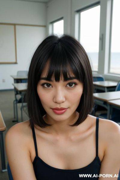 Sexy asian woman, seductive, mind controlled in lab, sly smile, (cum in face: 1.3), cum in mouth - ai-porn.ai on pornintellect.com